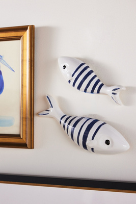 Stripe Fish Ceramic Gallery Wall Charms, Set of 2