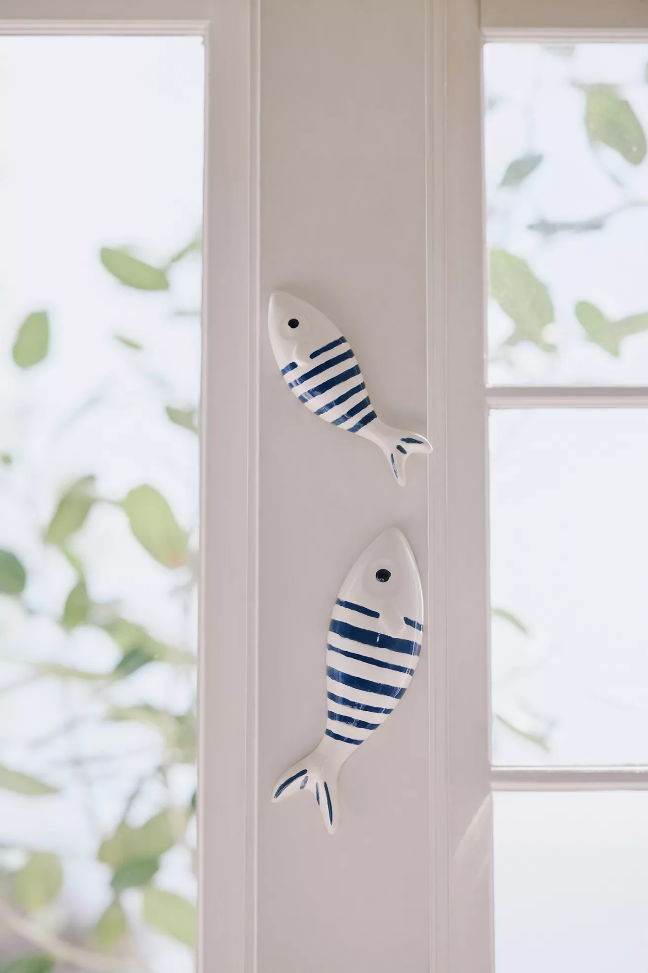 Stripe Fish Ceramic Gallery Wall Charms, Set of 2