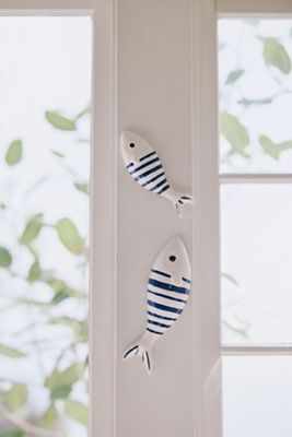 Stripe Fish Ceramic Gallery Wall Charms, Set of 2
