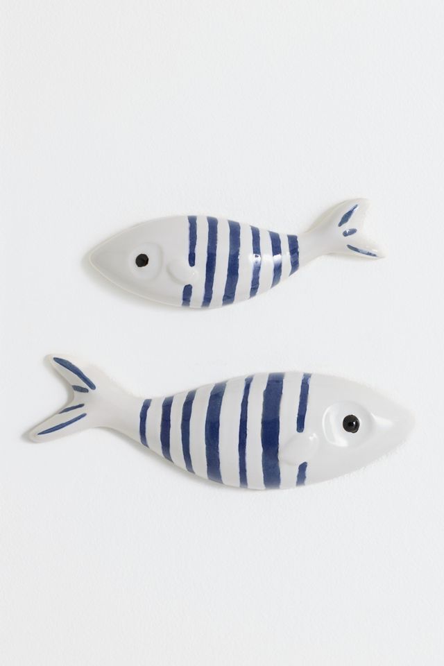 Stripe Fish Ceramic Gallery Wall Charms, Set of 2 #2