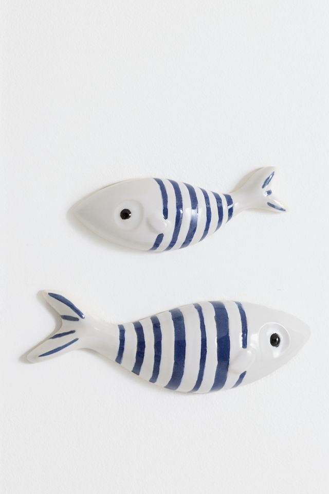 By Anthropologie Stripe Fish Ceramic Gallery Wall Charms, Set of 2 #2