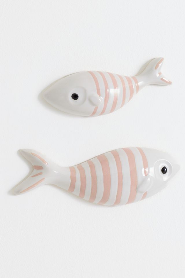 By Anthropologie Stripe Fish Ceramic Gallery Wall Charms, Set of 2 #2