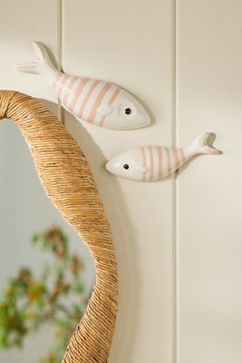 Stripe Fish Ceramic Gallery Wall Charms, Set of 2
