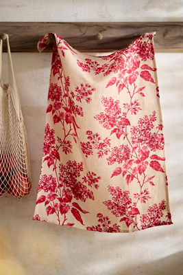 Terrain Cherry Floral Linen Dish Towel In Multi