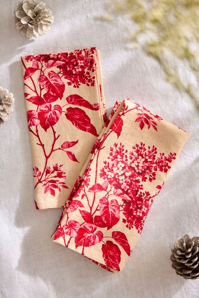 Cherry Floral Linen Napkins, Set of 2 #1