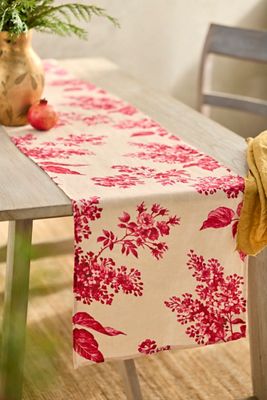 Cherry Floral Linen Runner