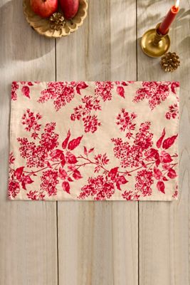 Cherry Floral Linen Placemat