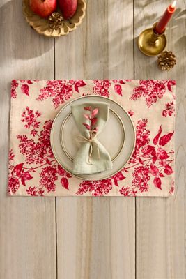 Cherry Floral Linen Placemat
