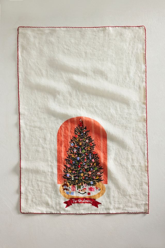 May We Fly Tinsel Tree Dish Towel #1