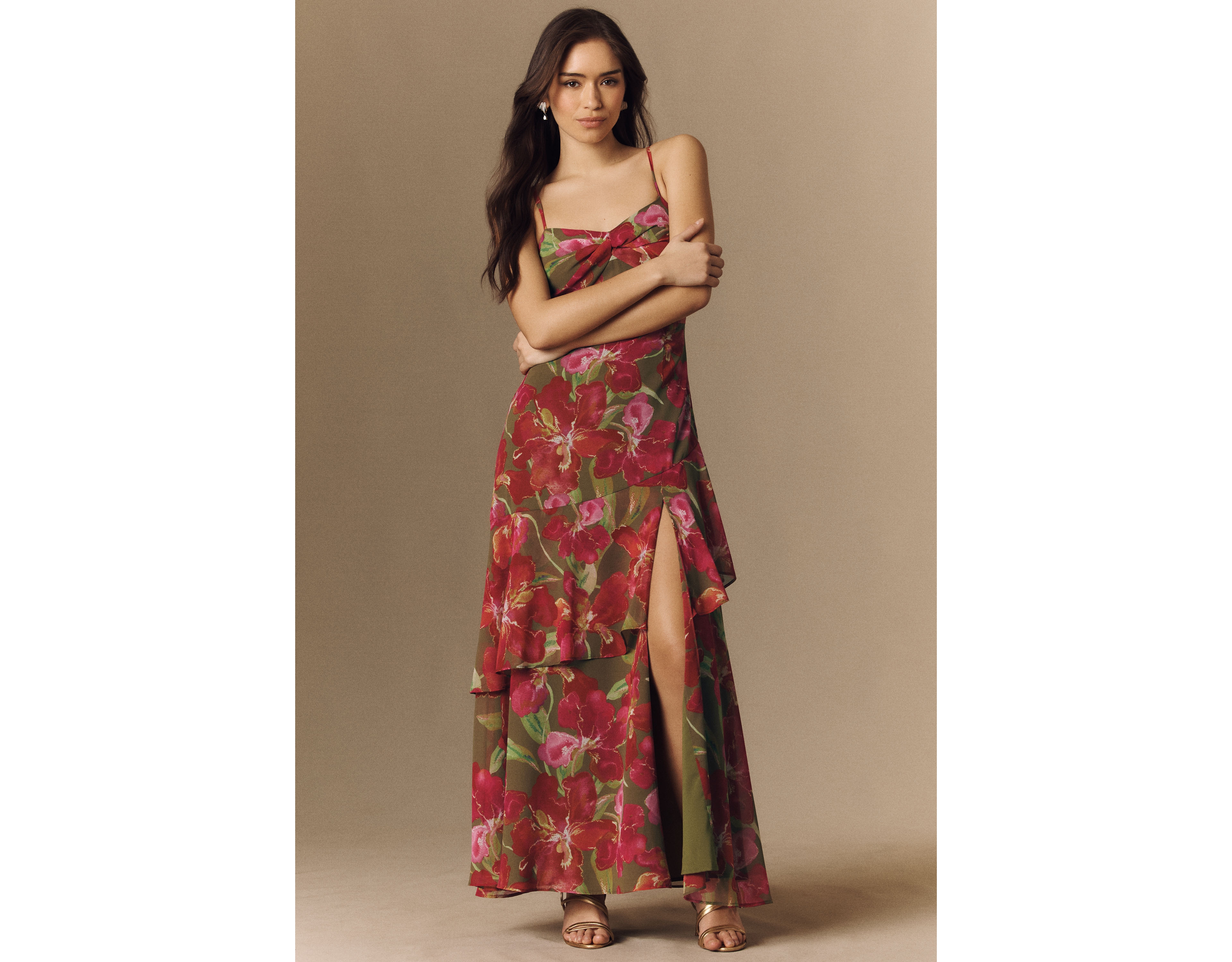 Hutch Jamila Sleeveless Twist-Front Side-Slit Maxi Dress