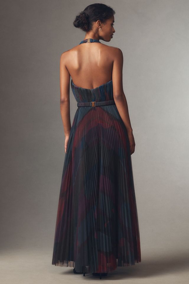 Hutch Liona Halter V-Neck Tulle Maxi Dress #1