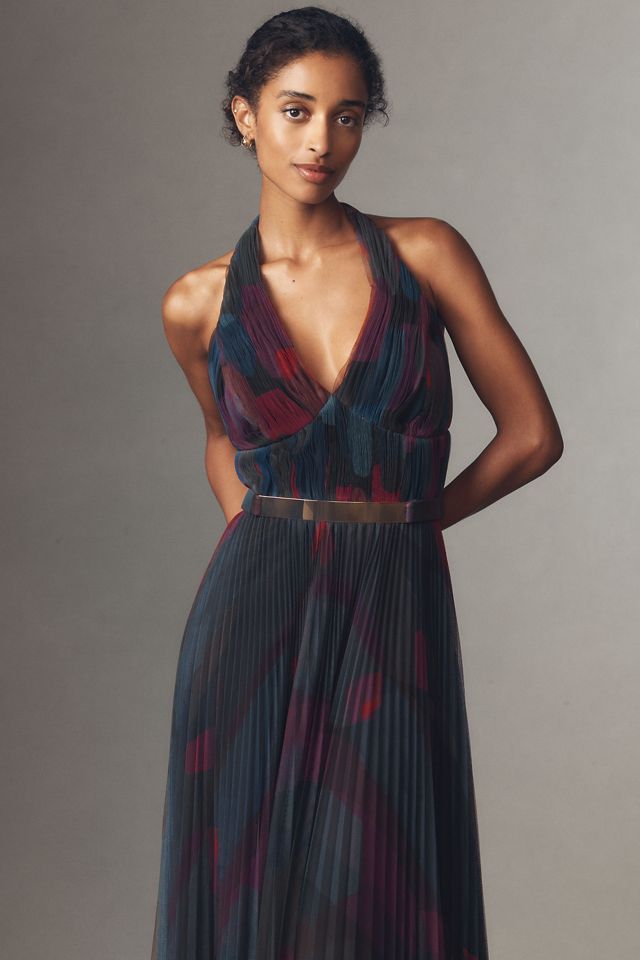 Hutch Liona Halter V-Neck Tulle Maxi Dress #3