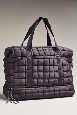 Urban Expressions Quilted Puffer Globetrotter Weekender Tote In Gray