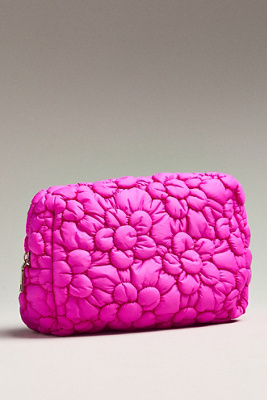 Urban Expressions Floral Quilted Puffer Cosmetic Pouch In Pink