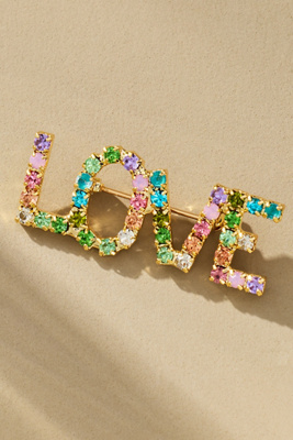 By Anthropologie Worded Crystal Brooch In Multi