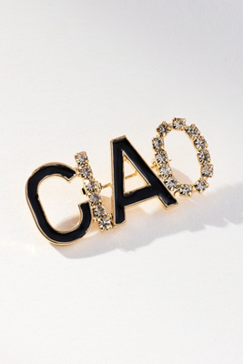 By Anthropologie Worded Crystal Brooch In Gold
