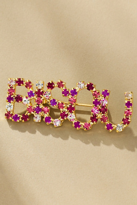 By Anthropologie Worded Crystal Brooch In Pink