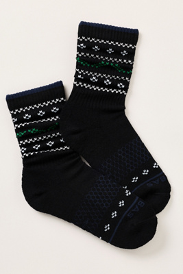 Bombas Merino-blend Zigzag Stitches Calf Socks In Black