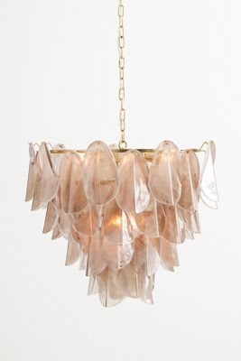 Magnolia Smoke & White Glass Chandelier