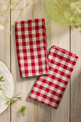Terrain Red Gingham Linen Napkins, Set of 2