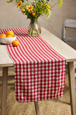 Terrain Red Gingham Linen Runner
