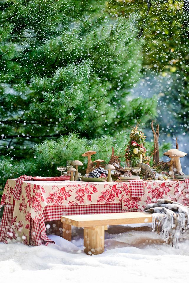 Red Gingham Linen Tablecloth #2