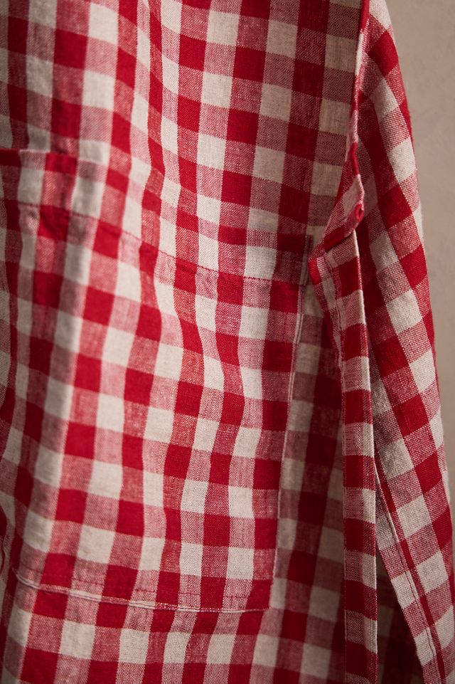 Red Gingham Linen Apron #1