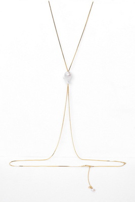 Nicolas Ambrosio Pearl Body Chain In Gold
