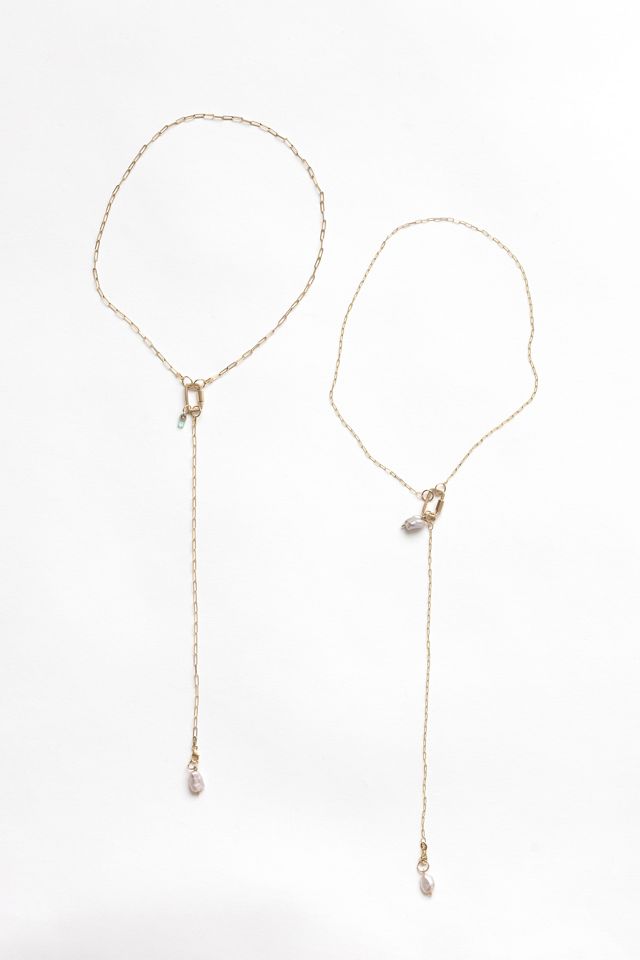 Nicolas Ambrosio Stone & Pearl Lariat Necklace #1