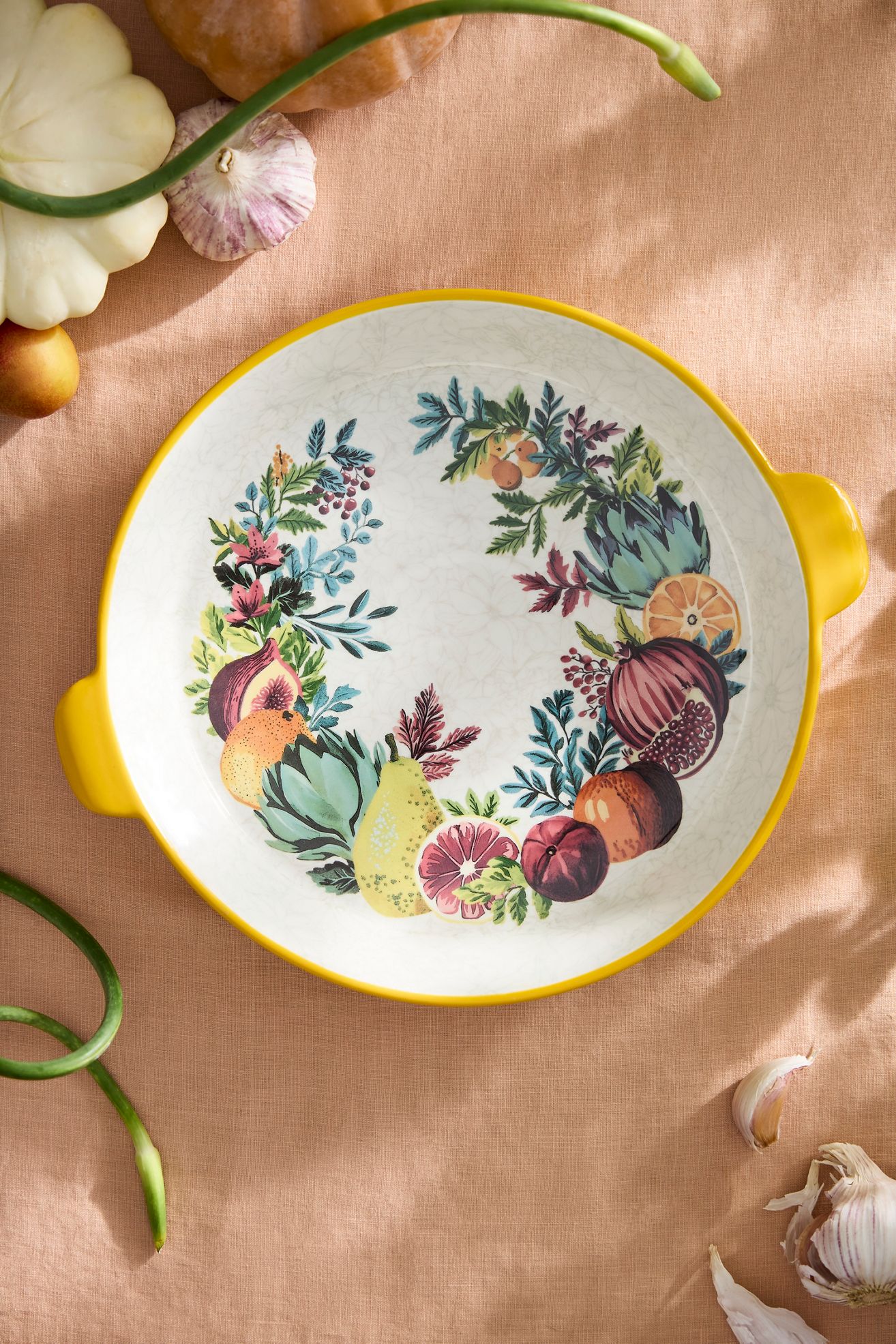 Autumn Bounty Stoneware Pie Dish - Yellow, Standard, One Size