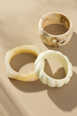 By Anthropologie Bangle Bracelets, Set Of 3 In White