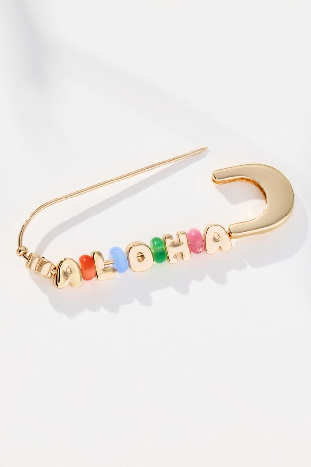 Summer Bubble Letter Safety Pin Brooch #1