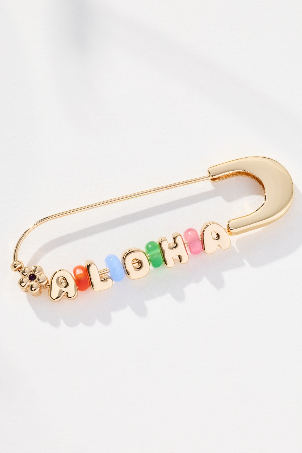 Summer Bubble Letter Safety Pin Brooch