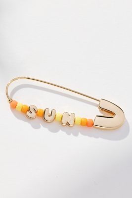 Summer Bubble Letter Safety Pin Brooch