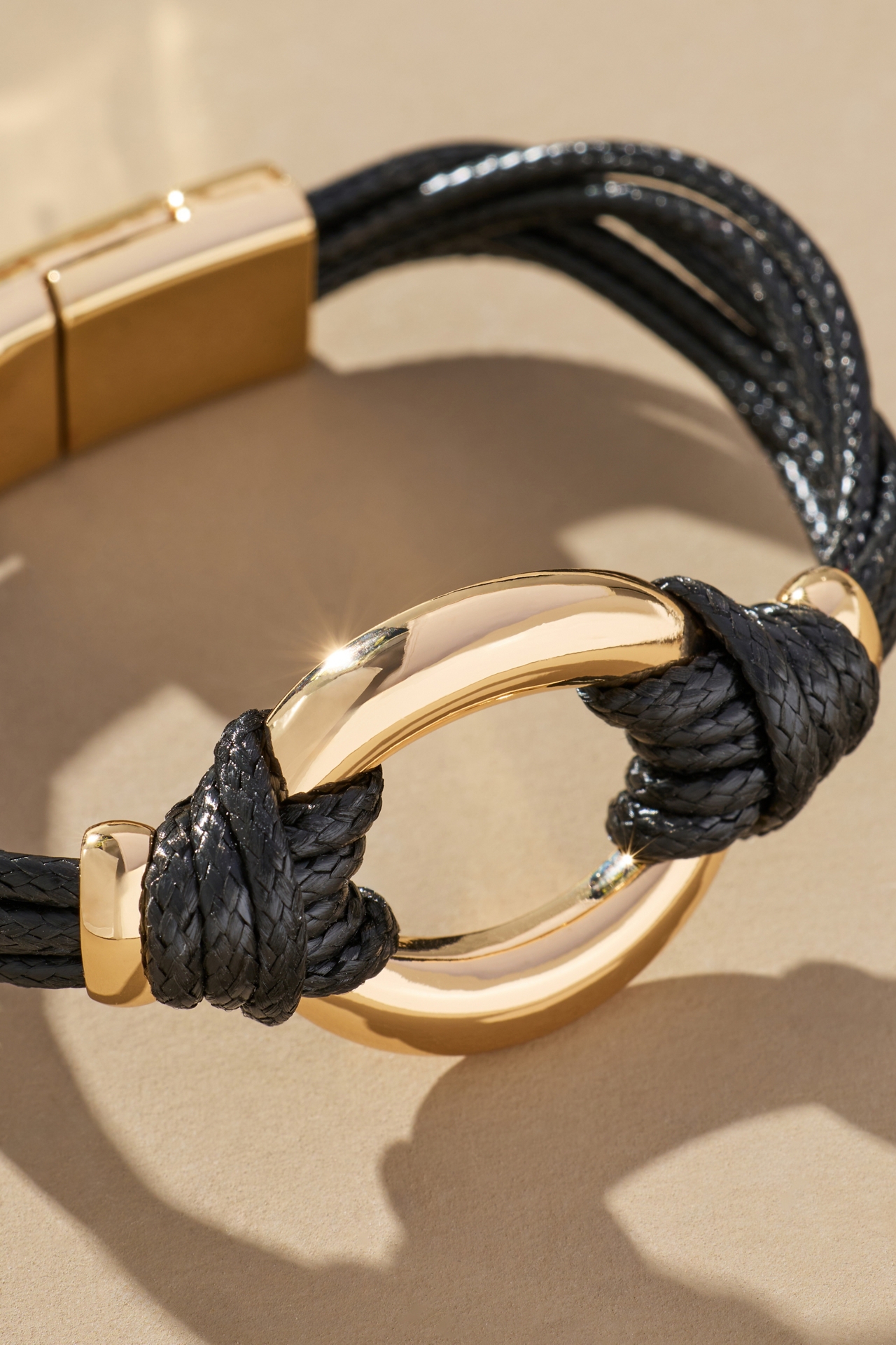 Faux-Leather Knot Hardware Bracelet