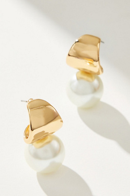 By Anthropologie Pearl Drop Post Earrings In White