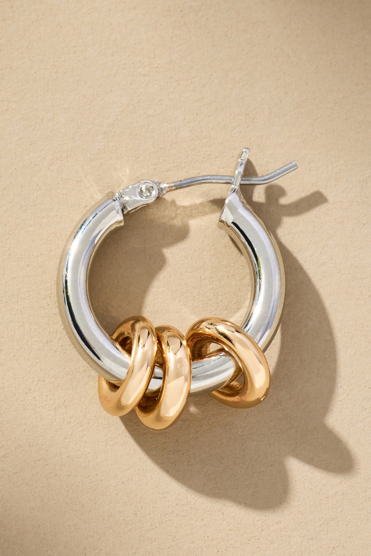 Two-Tone Huggie Hoop Earrings