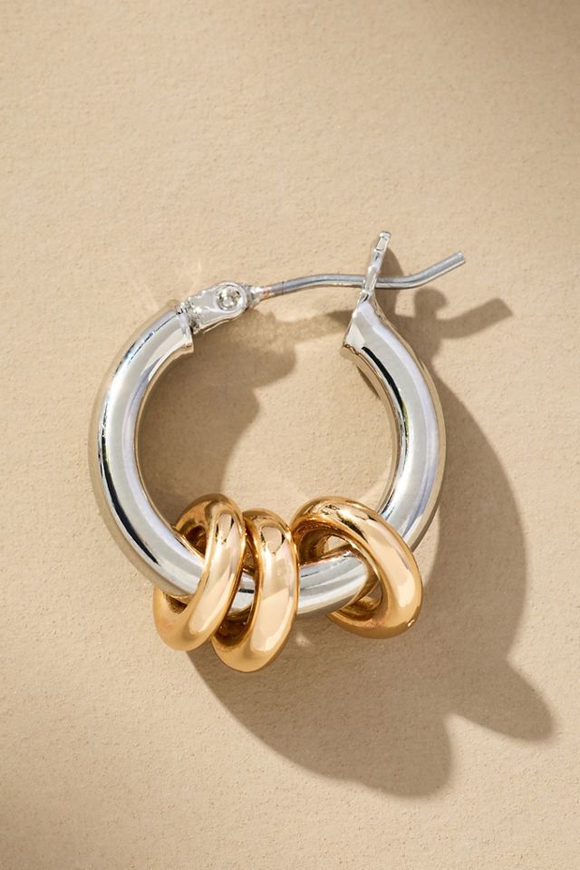 Two-Tone Huggie Hoop Earrings #1