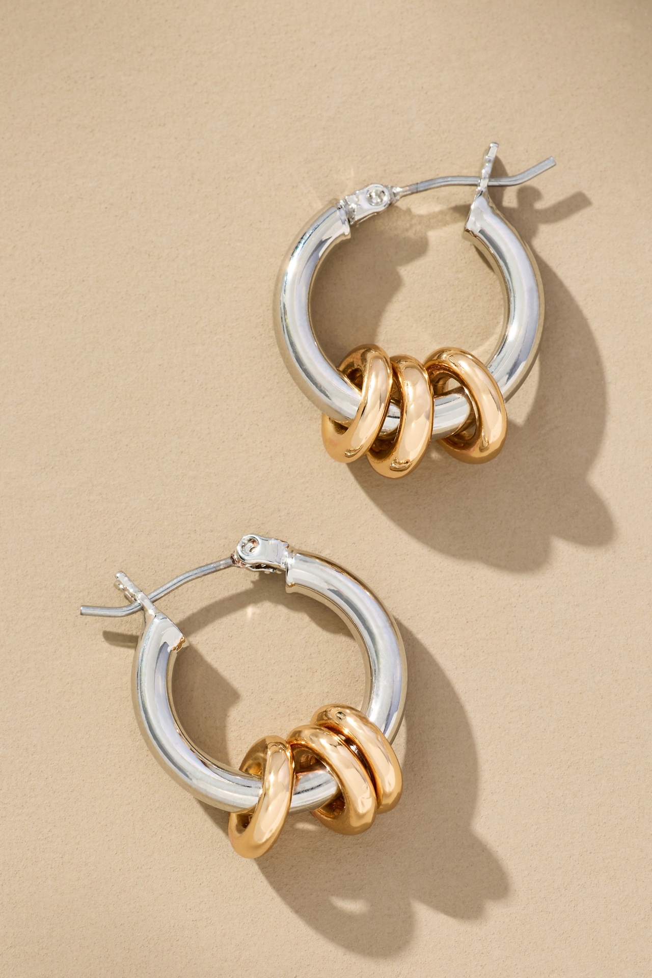Two-Tone Huggie Hoop Earrings