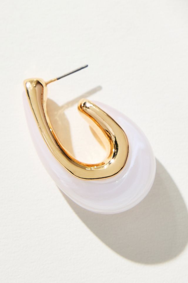 Metal & Resin Hoop Earrings #2