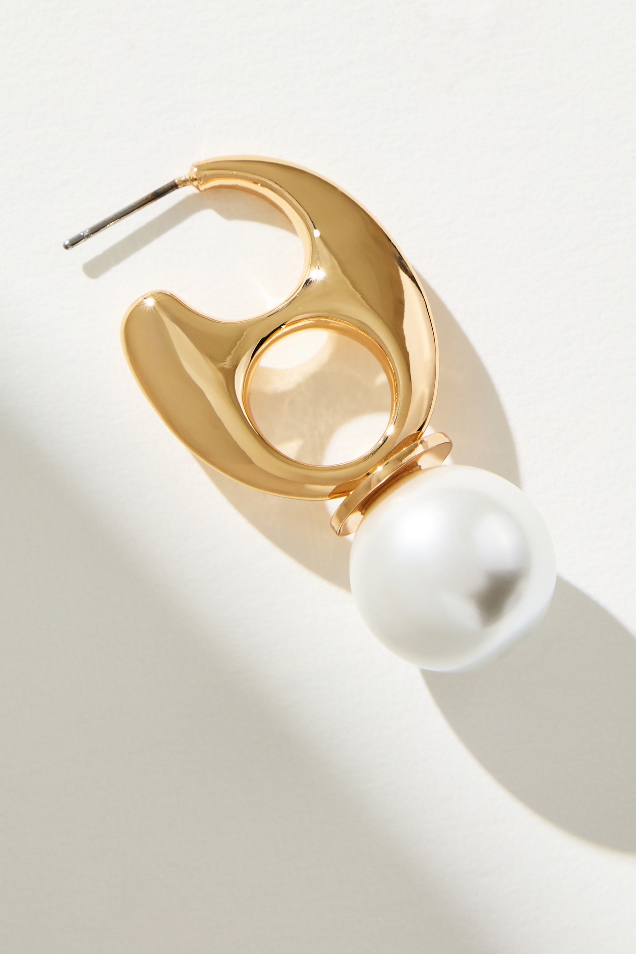 Pop Tab Pearl Huggie Hoop Earrings