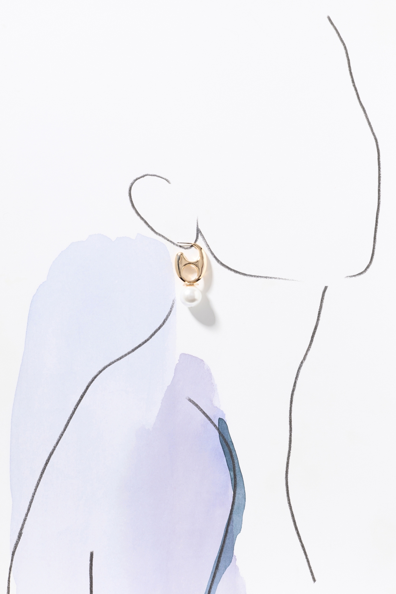 Pop Tab Pearl Huggie Hoop Earrings