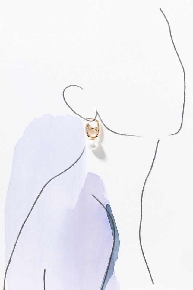 Pop Tab Pearl Huggie Hoop Earrings #4