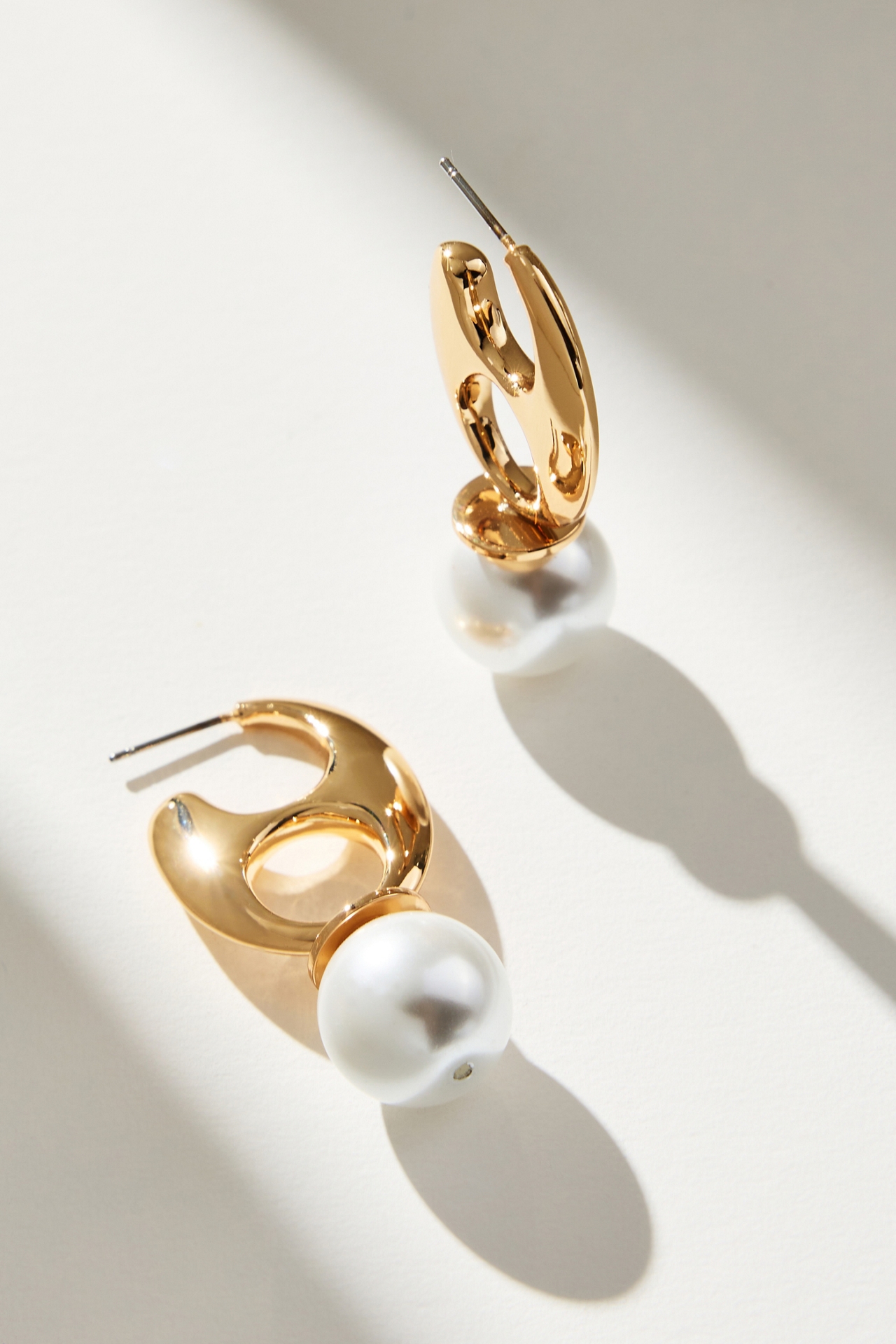 Pop Tab Pearl Huggie Hoop Earrings