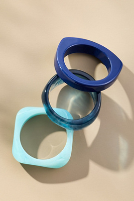 By Anthropologie Bangle Bracelets, Set Of 3 In Blue