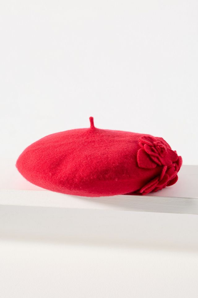 San Diego Hat Co. Wool Flower Beret #1