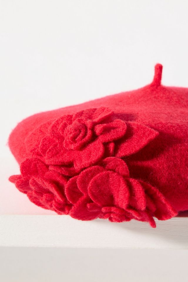 San Diego Hat Co. Wool Flower Beret #2