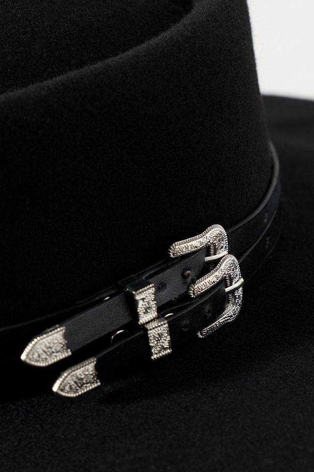 San Diego Hat Co. Ella Double-Belt Wool Boater #2