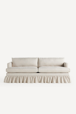 Anthropologie Bowen Sorrento Stripe 83" Ruffle Sofa In Gray
