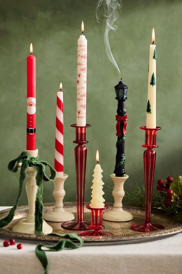 Painted Santa Tapers, Set of 2 #2
